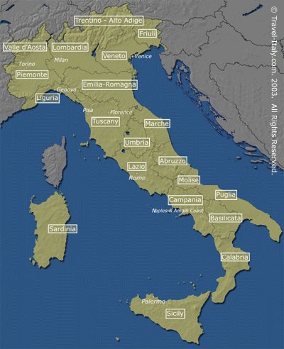 map of Italy 'n Calabria