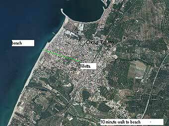Ariel view - distance to beach  - villa rental - Villetta Mimma Vittoria - Gioia Tauro - Calabria - Italy 