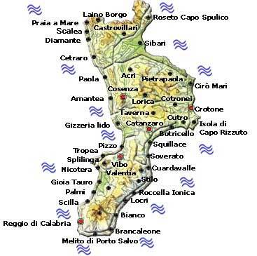 map of Calabria